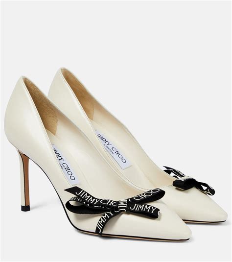 Jimmy Choo Romy Bow Embellished Leather Pumps In Metallic Lyst