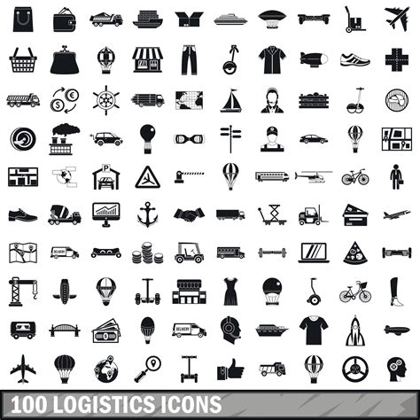 100 logistics icons set, simple style 8775591 Vector Art at Vecteezy