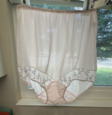 VTG Van Raalte Nylon Panties Sz 6 Light Pink MYTH Embroidery Double