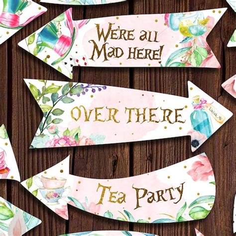 ALICE IN WONDERLAND Party Signs Alice in Wonderland Arrows | Etsy