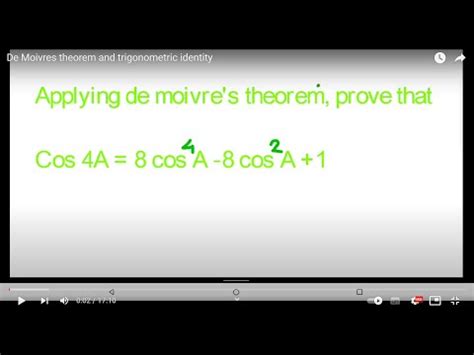 De Moivres Theorem And Trigonometric Identity Youtube