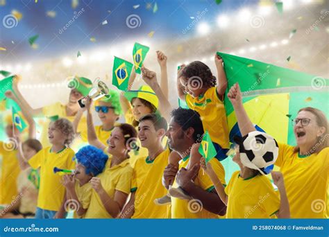 Brazil Football Team Supporter On Stadium Stock Photo Image Of