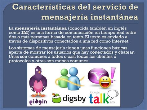 Ppt Caracter Sticas Del Servicio De Mensajer A Instant Nea Powerpoint