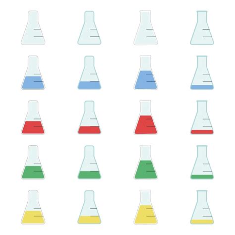 Premium Vector A Set Of Conical Flask Icons With Multicoloured