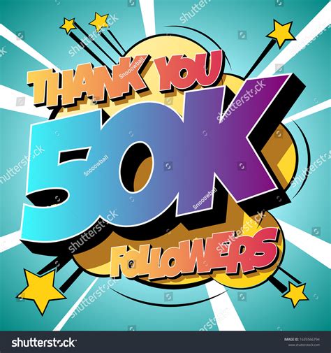 Thank You 50000 Followers Comics Banner Stock Vector Royalty Free