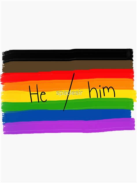 "LGBTQ+ Flag He/him Pronouns" Sticker for Sale by spadesir | Redbubble