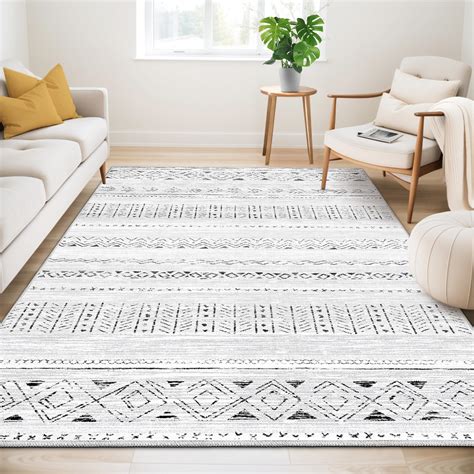 Large Living Room Area Rug X Soft Machine Washable Boho Moroccan