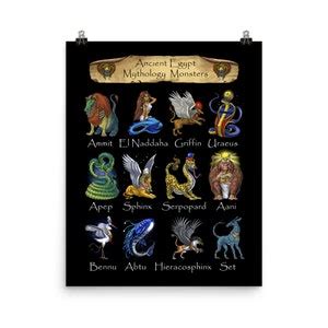 Ancient Egypt Mythology Poster Egyptian Gods Wall Decor Egyptian ...