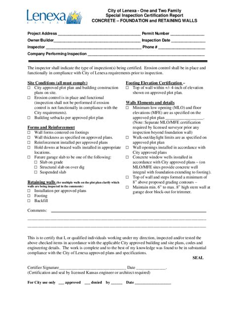 Fillable Online Residential Third Party Wall Inspection Report City