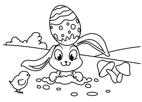 Conejo De Pascua Y Pollito Para Colorear Imprimir E Dibujar Coloringonlycom