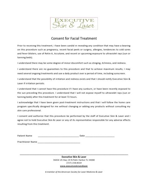 Best Facial Consent Forms Free Templates