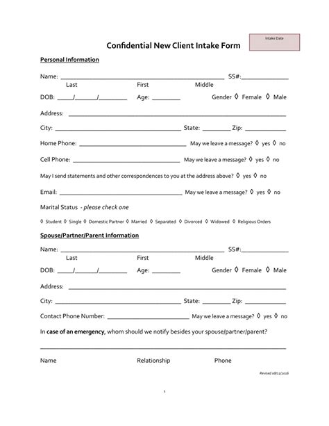 Attorney New Client Intake Form Printable Printable Forms Free Online