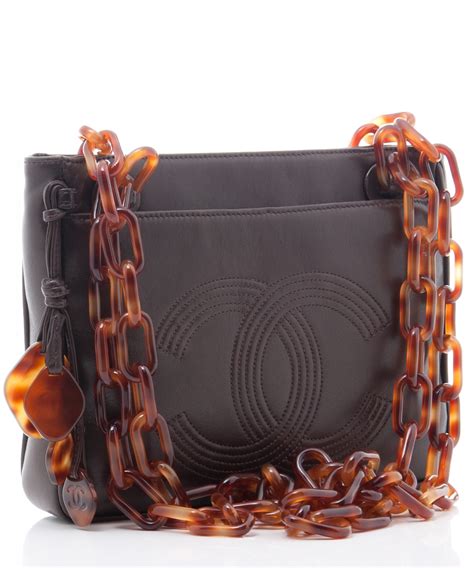 Chanel Brown Leather Tortoise Chain Shoulder Bag Chanel La Doyenne