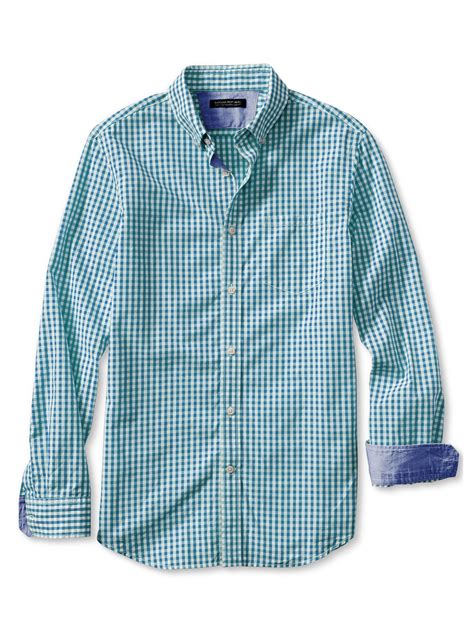 Tailored Slim Fit Soft Wash Gingham Button Down Shirt Banana Republic