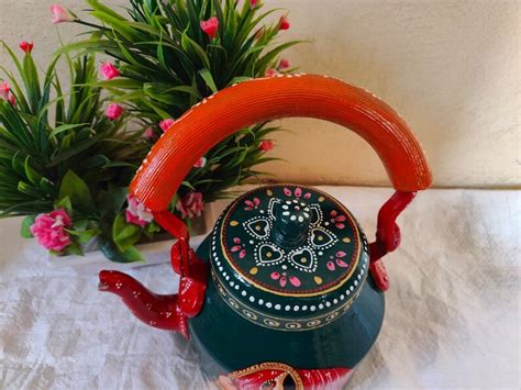 Hand Painted Aluminum Tea Kettle Set Tea Kettle Pot Dining Etsy