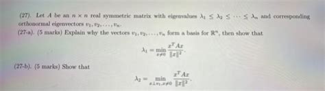 Solved Let A Be An Nn Real Symmetric Matrix With Chegg