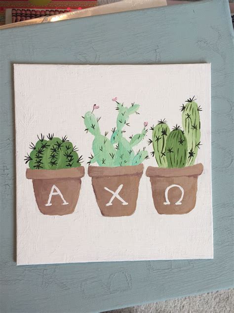 Alpha Chi Omega Craft Canvas Cactuses Alpha Chi Omega Canvas