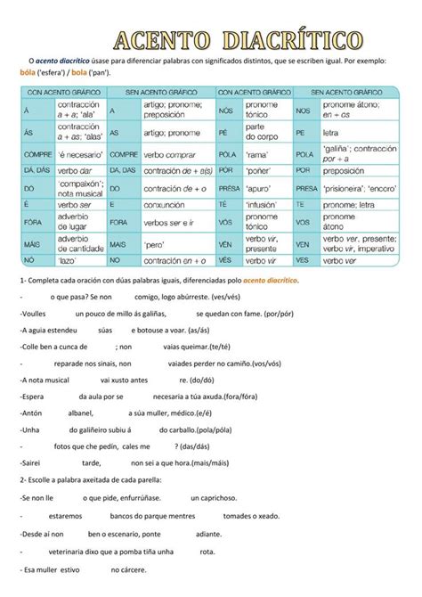 Ficha Online De Acento Gráfico Diacrítico Para 5º 6º Puedes Hacer Los