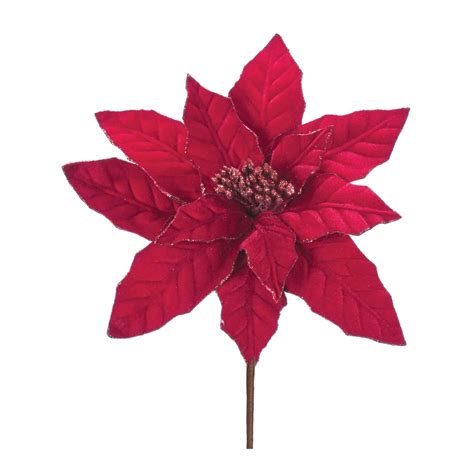 Melrose Set Of Red Glittered Poinsettia Artificial Christmas Stems