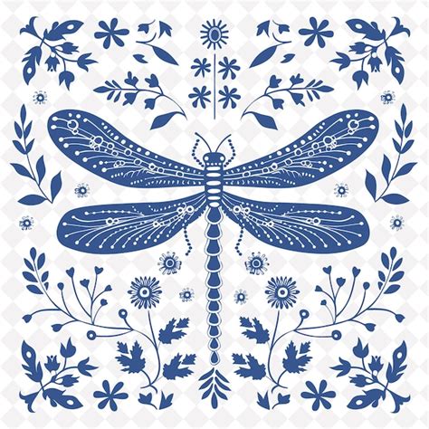 Premium PSD | Enchanted dragonfly folk art with wing pattern and png ...