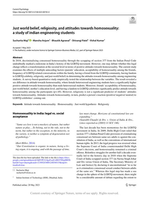 Just World Belief Religiosity And Attitudes Towards Homosexuality A