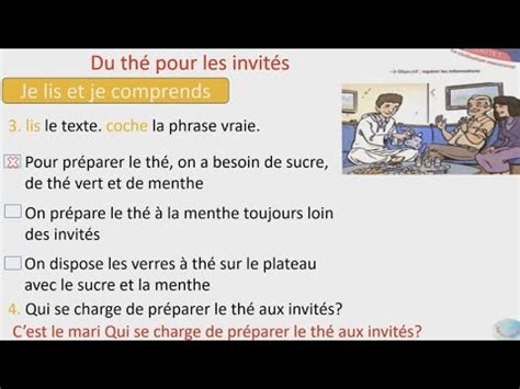 du thé pour les invités lecture et exercices page 13 mes