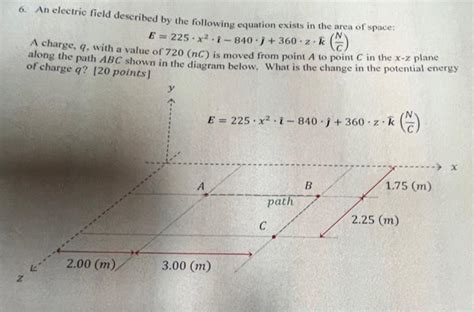 Solved 6. An electric field described by the following | Chegg.com