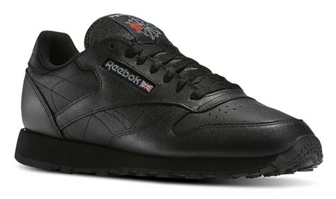 Reebok Classic Leather Black Mens Running Sneakers Shoes Ebay