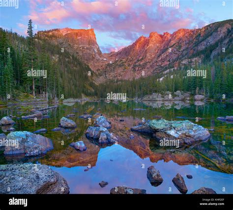 Hallett Peak Dream Lake Rocky Mountain National Park Colorado Stock