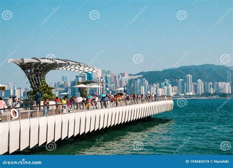 People At Tsim Sha Tsui Promenade Avenue Of The Stars At Victoria