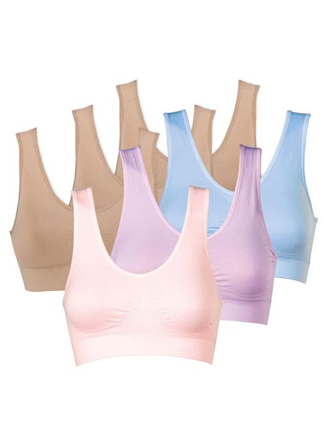 Genie Bra Women S Genie Bra 6 Pack Set Of 6 Comfort Sports Bras 3 Beige 1 Lavender 1