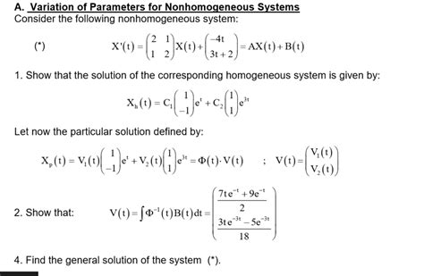 Solved Consider The Following Nonhomogeneous System