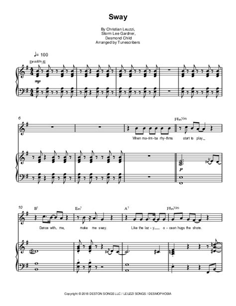 Sway Arr Tunescribers Sheet Music Christian Leuzzi Piano And Vocal