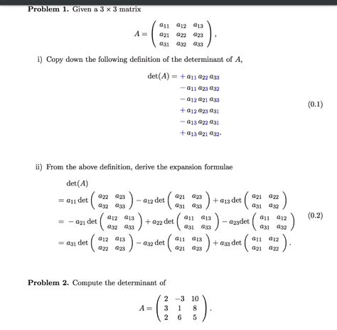 Solved Problem 1 Given A 3 X 3 Matrix 11 A12 A13 Aa21 A22