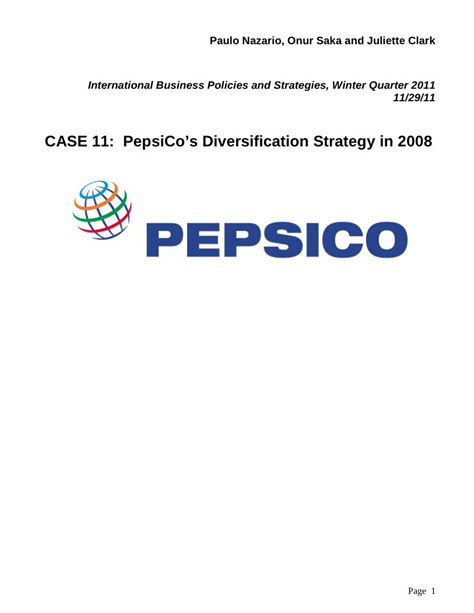 PDF Case Analysis PepsiCo DOKUMEN TIPS