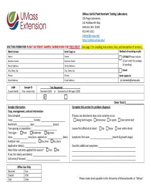 Fillable Online Ag Umass USE THIS FORM FOR PLANT NUTRIENT SAMPLE