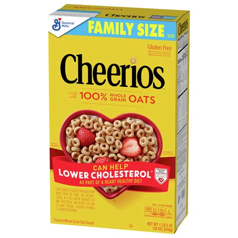 Cheerios Cereal, Toasted Whole Grain Oat, Family Size-Front-Right-Elevated