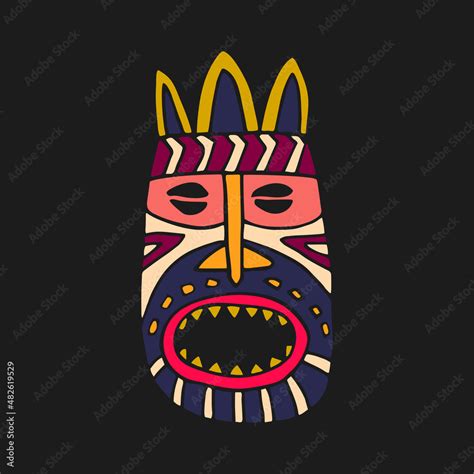 African Traditional Mask. Tribal mask. Vector Illustration. Hand Drawn ...