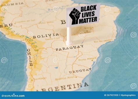 Black Lives Matter Flag On The Paraguay In The Map Editorial Image