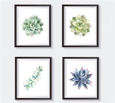 Succulent Wall Art Succulent Printable Watercolor Succulent Etsy