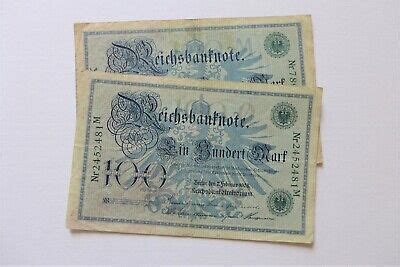 2X ALT VINTAGE Deutsches Reich Papiergeld Reichsbanknote 100 Mark 07 02