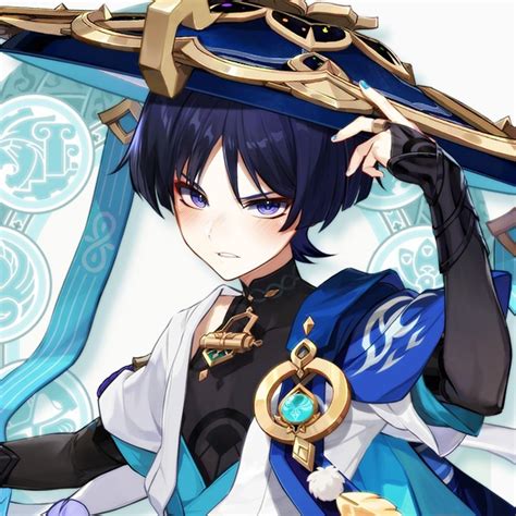 An Anime Character With Black Hair And Blue Eyes Holding A Large Golden