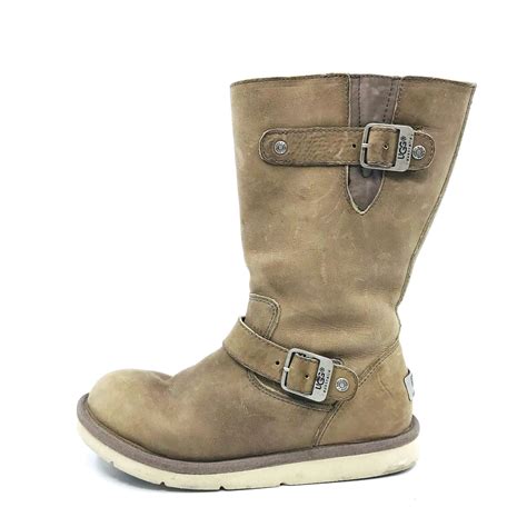 Ugg Australia Kensington Buckle Moto Boots Tan Leather Womens Size 7 Ebay