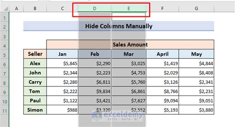 How To Hide Columns In Excel With Minus Or Plus Sign 2 Methods