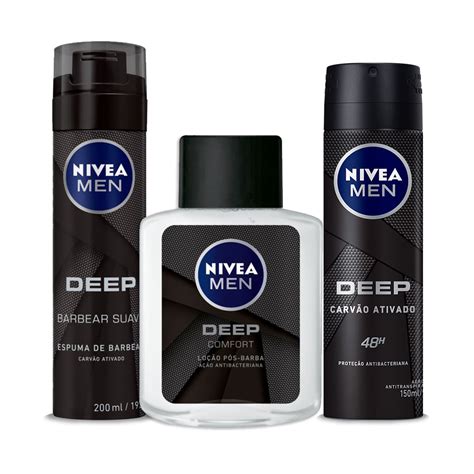 Kit Nivea Men Deep Desodoranteespuma Barbearloção Pósbarba Pense Farma