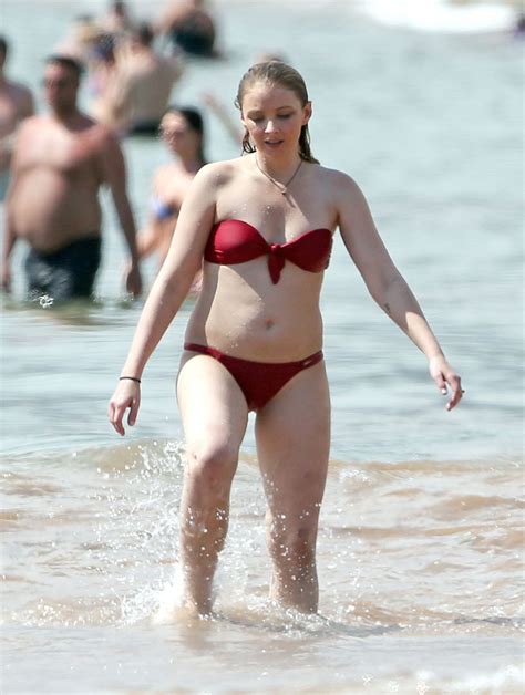 Elisabeth Harnois In Red Bikini At The Beach May 2015 CelebMafia