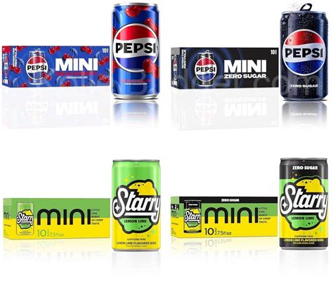 Pepsi Wild Cherry Pepsi Zero Sugar Starry Lemon Lime Soda Mini Cans