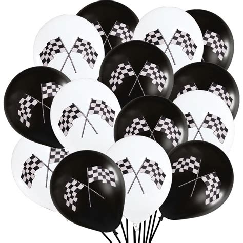 Oringaga 50PCS Checkered Racing Car Flag Party Balloons Racing Car