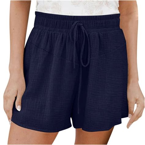 Blvb Summer Shorts For Women Elastic Waist Drawstring Wide Leg Shorts