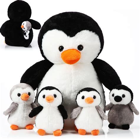 Harrycle 5 Pcs Penguin Plush Toy Set 1 Mommy Penguin